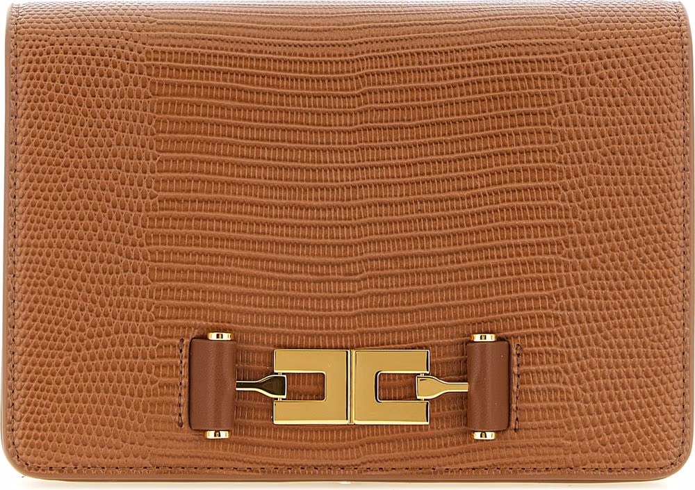 Elisabetta Franchi Brown Polyester Clutch Bag
