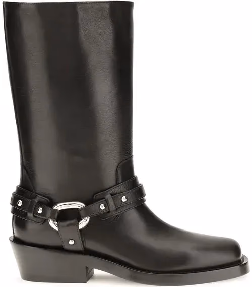 Rabanne Black Calf Leather Bos Taurus Flat Boots