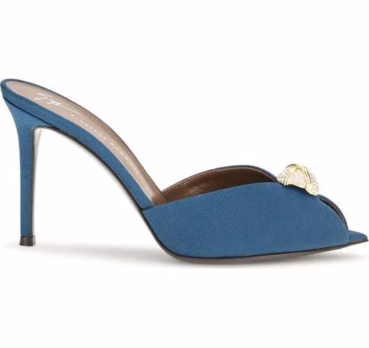 Giuseppe Zanotti Blue Calf Leather Bos Taurus Stiletto Heel Sandals