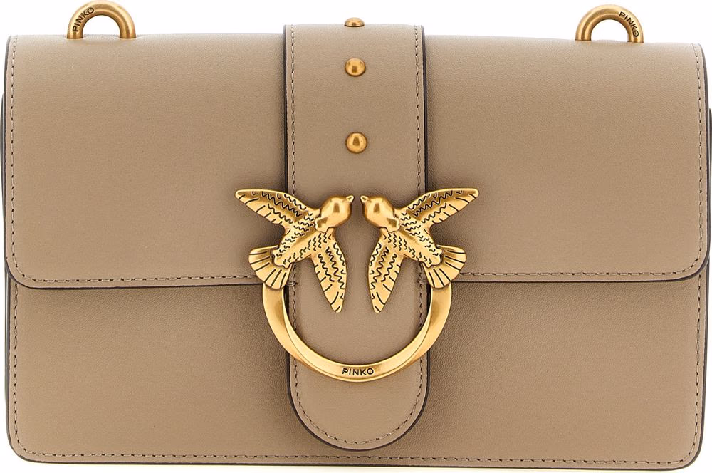 PINKO Gray Calfskin Crossbody Bag