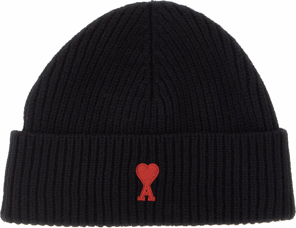 Ami Paris Black Wool Beanie