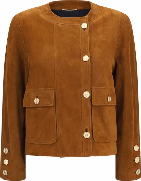 Saint Laurent Brown Lamb Ovis Aries Aries Full-Length Jacket