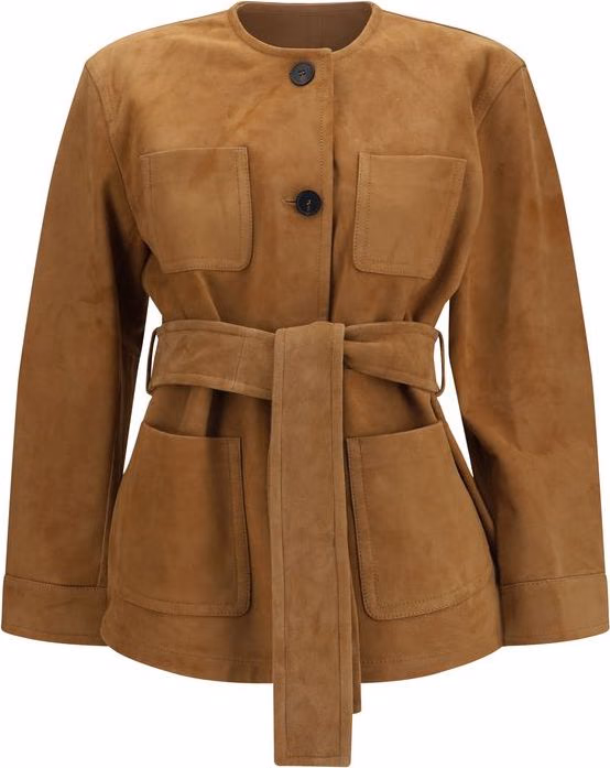 Max Mara Brown Lamb Leather Full-Length Jacket