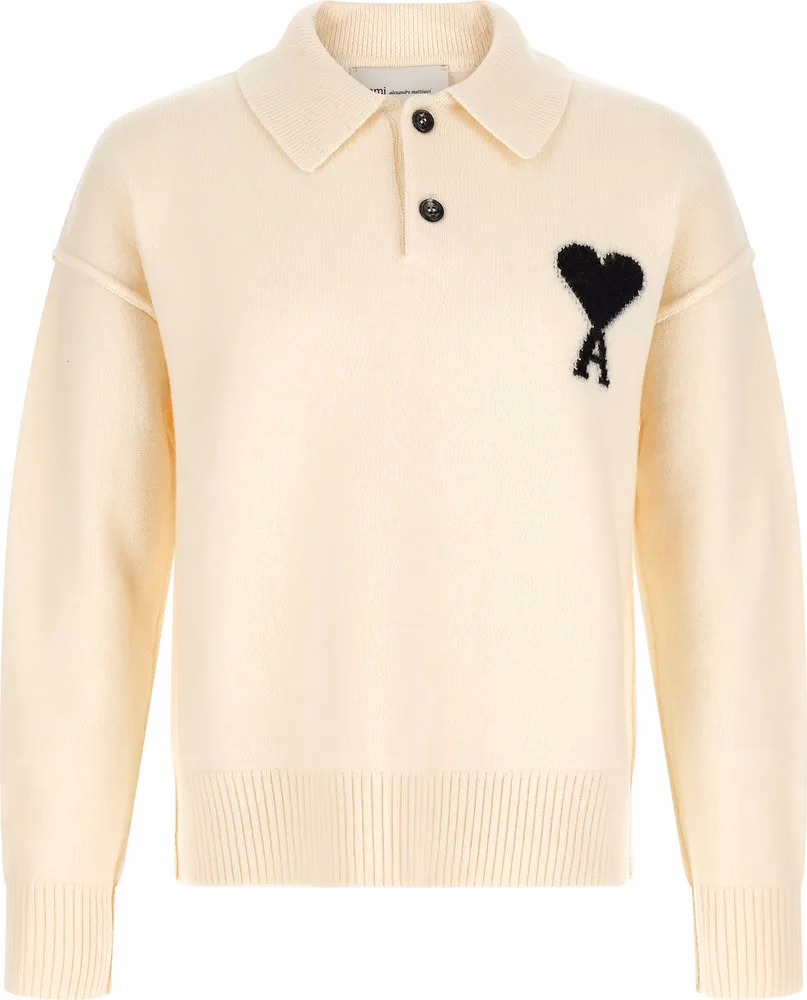 Ami Paris Bicolor Wool Polo Shirt