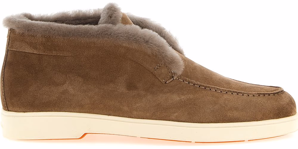Santoni Brown Calfskin Ankle Boots
