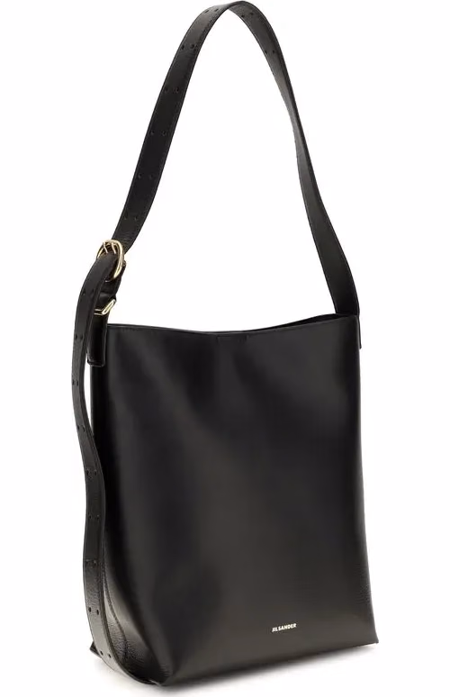 Jil Sander Black Calf Leather Bos Taurus Shoulder Bag