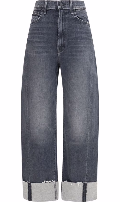Mother Denim Black Cotton Cropped Jeans