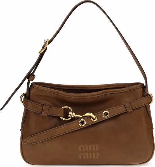 Miu Miu Brown Calf Leather Bos Taurus Shoulder Bag