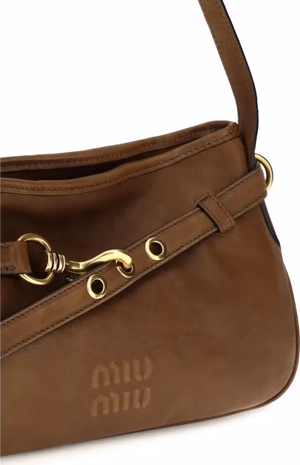 Miu Miu Brown Calf Leather Bos Taurus Shoulder Bag