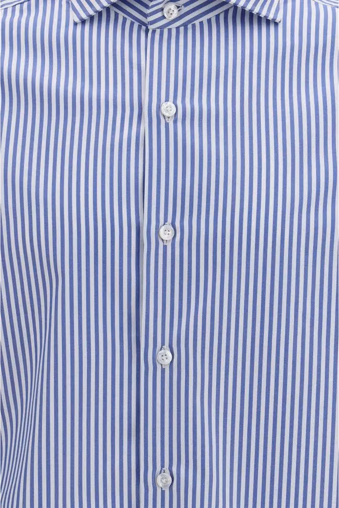 Finamore Blue Cotton Shirt