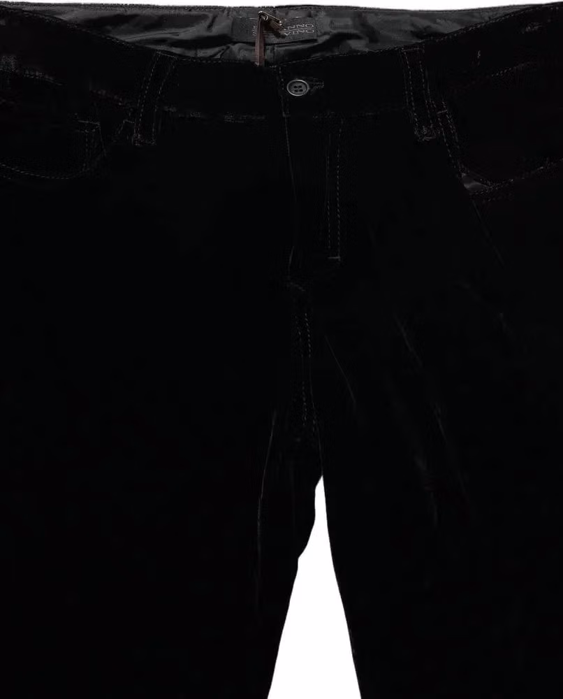 Ermanno Scervino Black Viscose Blend Velvet Slim Fit Pants