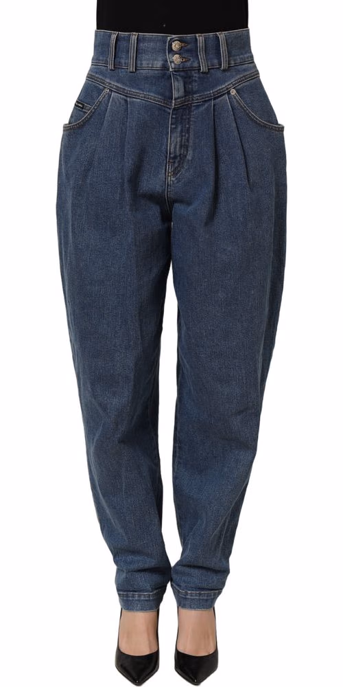 Dolce & Gabbana Dark Blue Cotton Stretch Tapered Denim Jeans