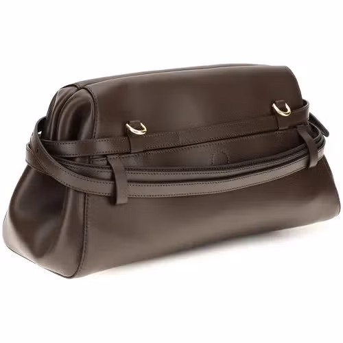 Moschino Brown Goatskin Clutch Bag