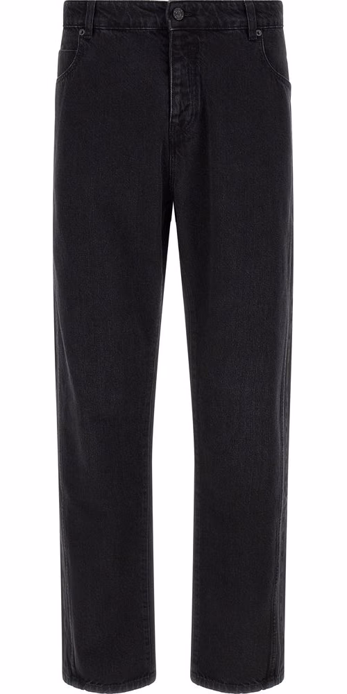 Balmain Black Cotton Straight-Leg Jeans