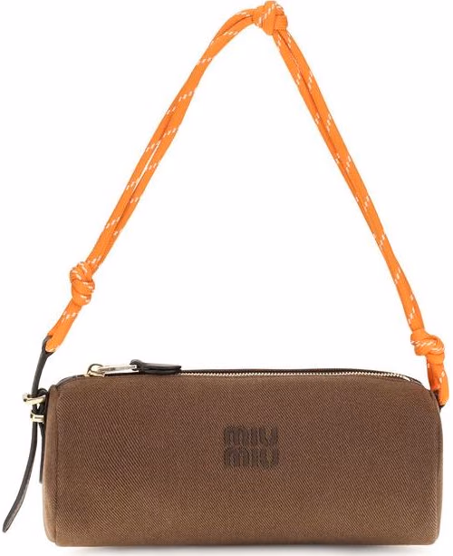 Miu Miu Brown Cotton Shoulder Bag