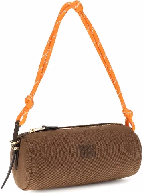 Miu Miu Brown Cotton Shoulder Bag