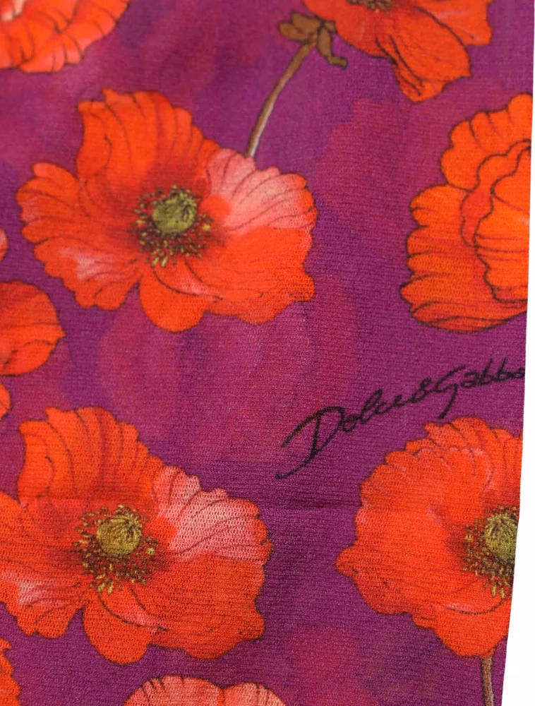 Dolce & Gabbana Purple Nylon Floral Print Tights Stockings Socks