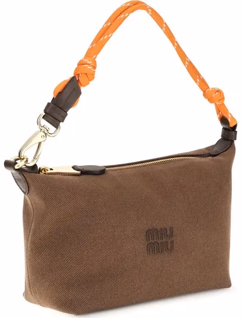 Miu Miu Brown Cotton Shoulder Bag