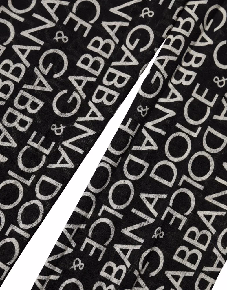 Dolce & Gabbana Black White All Over Print Sheer Stretch Tights Socks
