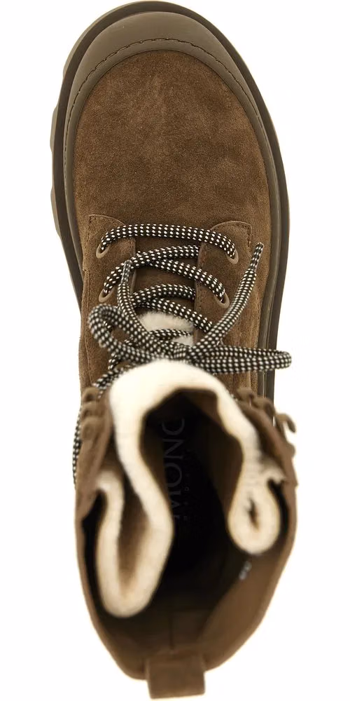 Moncler Brown Leather Lace-Up Boots