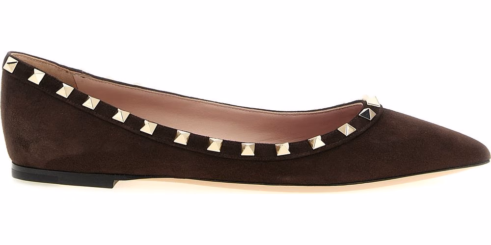 Valentino Garavani Brown Calfskin Ballet Flats