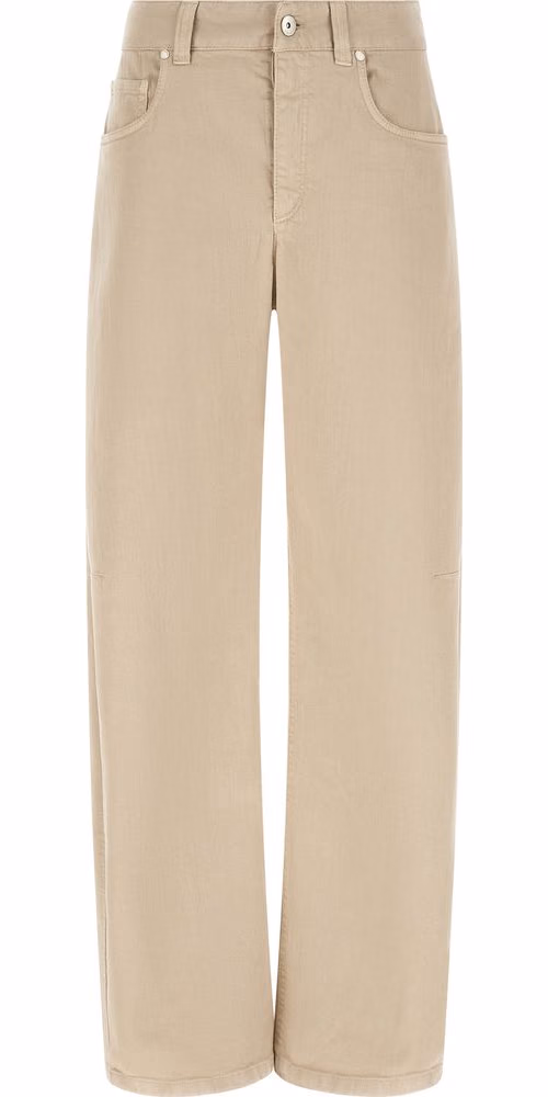 Brunello Cucinelli Beige Cotton Relaxed Fit Jeans