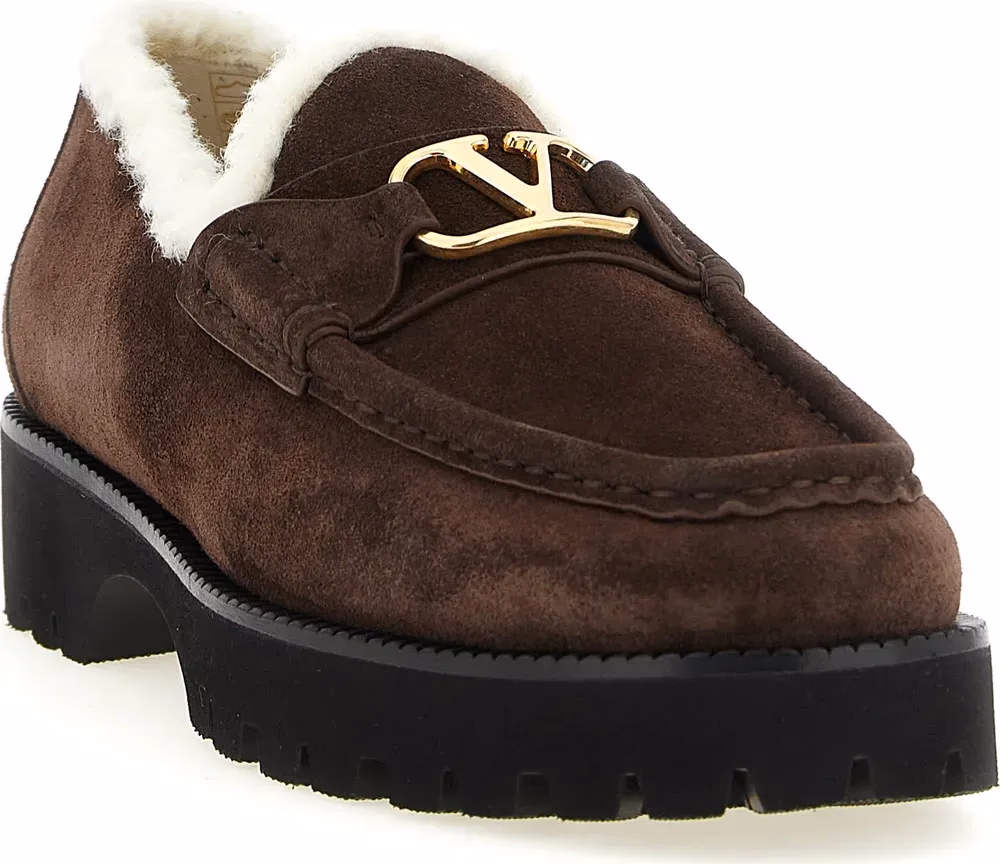 Valentino Garavani Brown Calfskin Slip-On Loafers