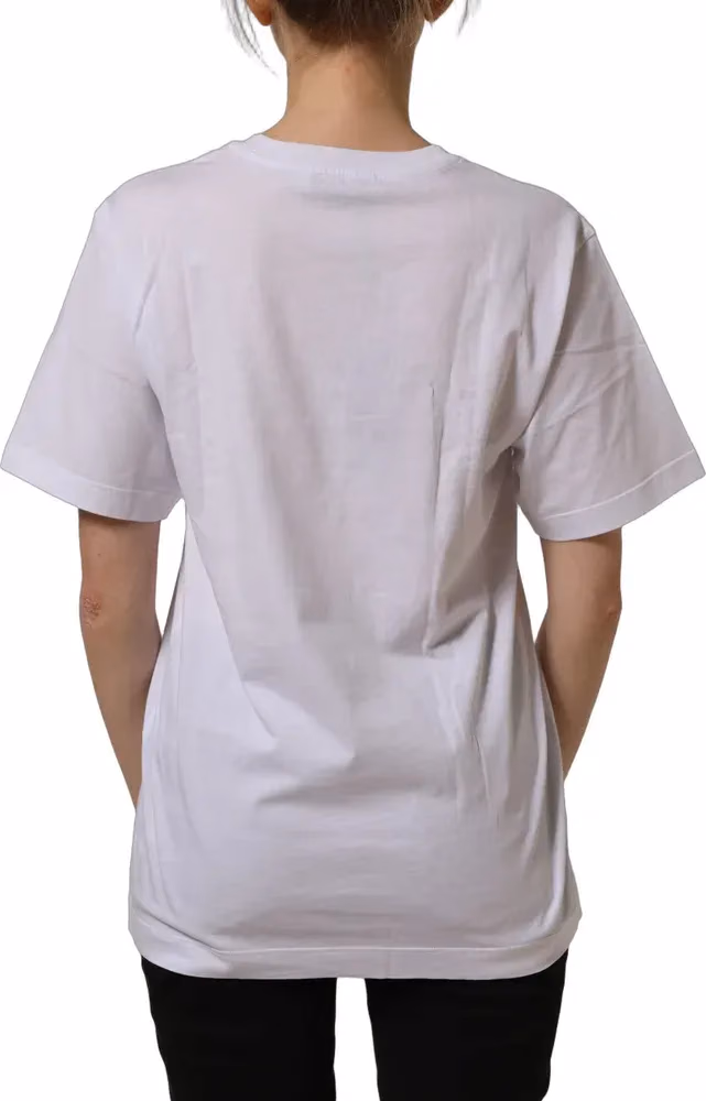 Dolce & Gabbana White Cotton Gold DG Logo Crew Neck T-shirt