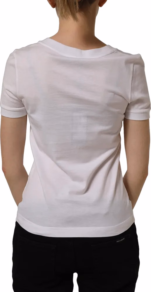 Dolce & Gabbana White Crystal Embellished Cross Top T-shirt