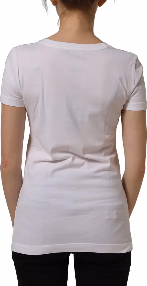 Dolce & Gabbana White Graphic Print Cotton Crew Neck T-shirt