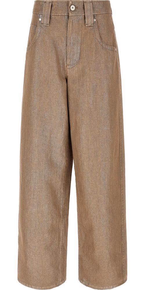 Brunello Cucinelli Beige Cotton Relaxed Fit Jeans