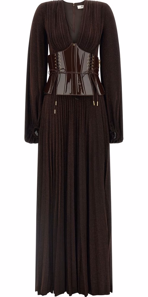 Elisabetta Franchi Brown Viscose Long Dress