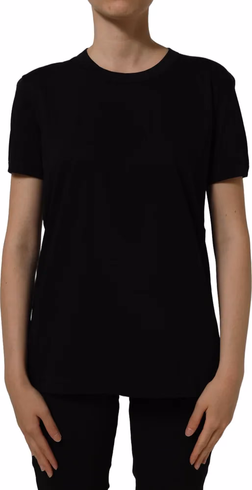 Dolce & Gabbana Black Cotton Crew Neck Short Sleeves T-shirt