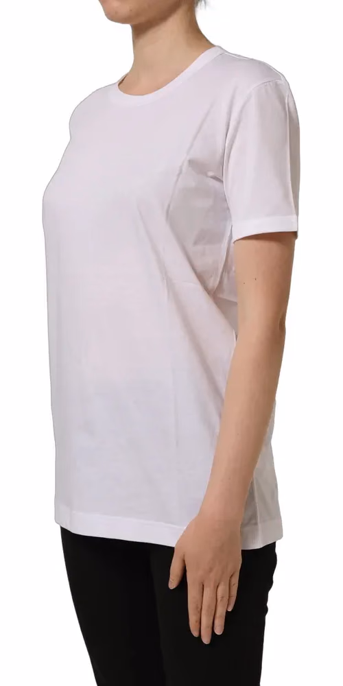 Dolce & Gabbana White Cotton Crew Neck Short Sleeves T-shirt