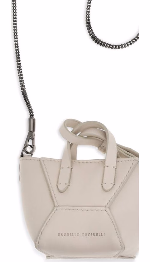 Brunello Cucinelli Beige Calf Leather Bos Taurus Shoulder Bag