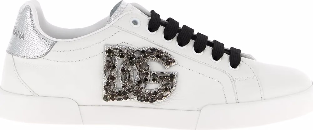 Dolce & Gabbana Silver Calfskin Low Top Sneakers
