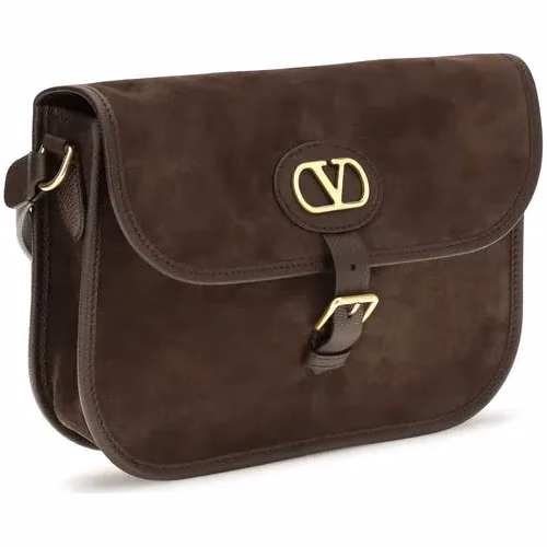 Valentino Garavani Brown Calf Leather Bos Taurus Shoulder Bag