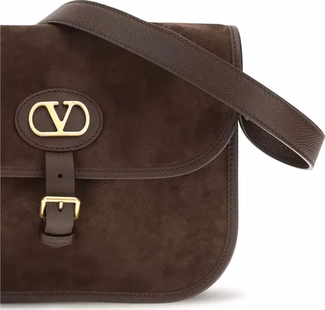 Valentino Garavani Brown Calf Leather Bos Taurus Shoulder Bag