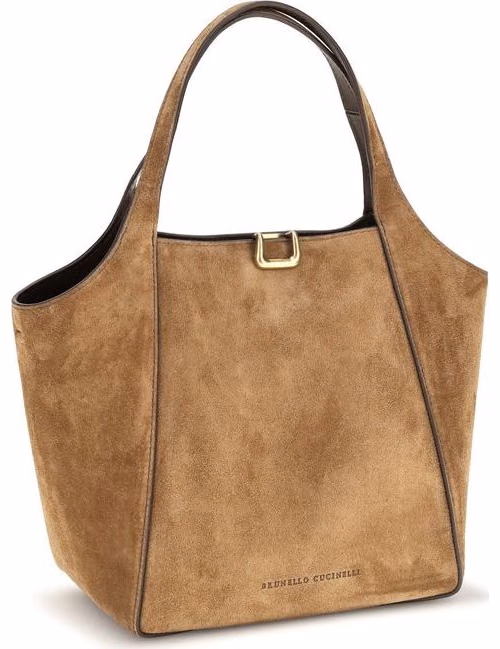 Brunello Cucinelli Beige Calf Leather Bos Taurus Backet Bag