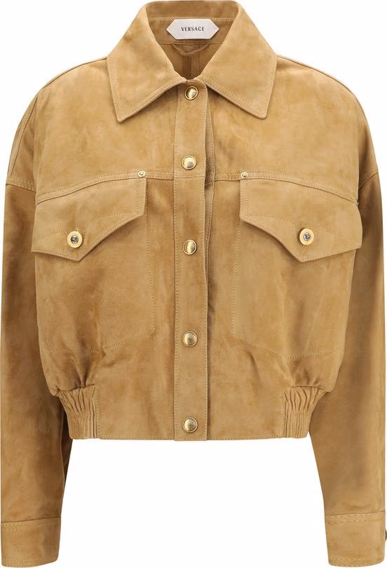 Versace Beige Lamb Leather Bomber