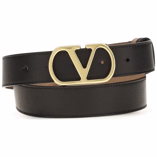 Valentino Garavani Black Calf Leather Bos Taurus Regular Belt
