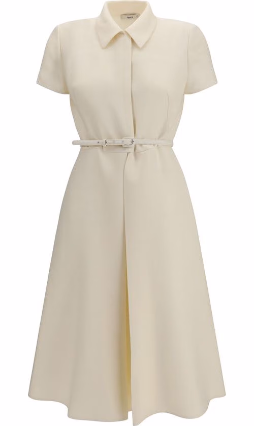 Fendi Beige Wool Oves Aries Casual Dress
