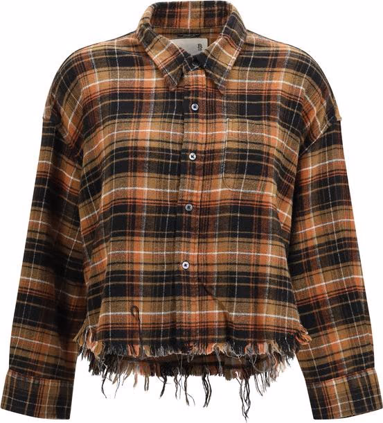 R13 Brown Cotton Pattern Shirt