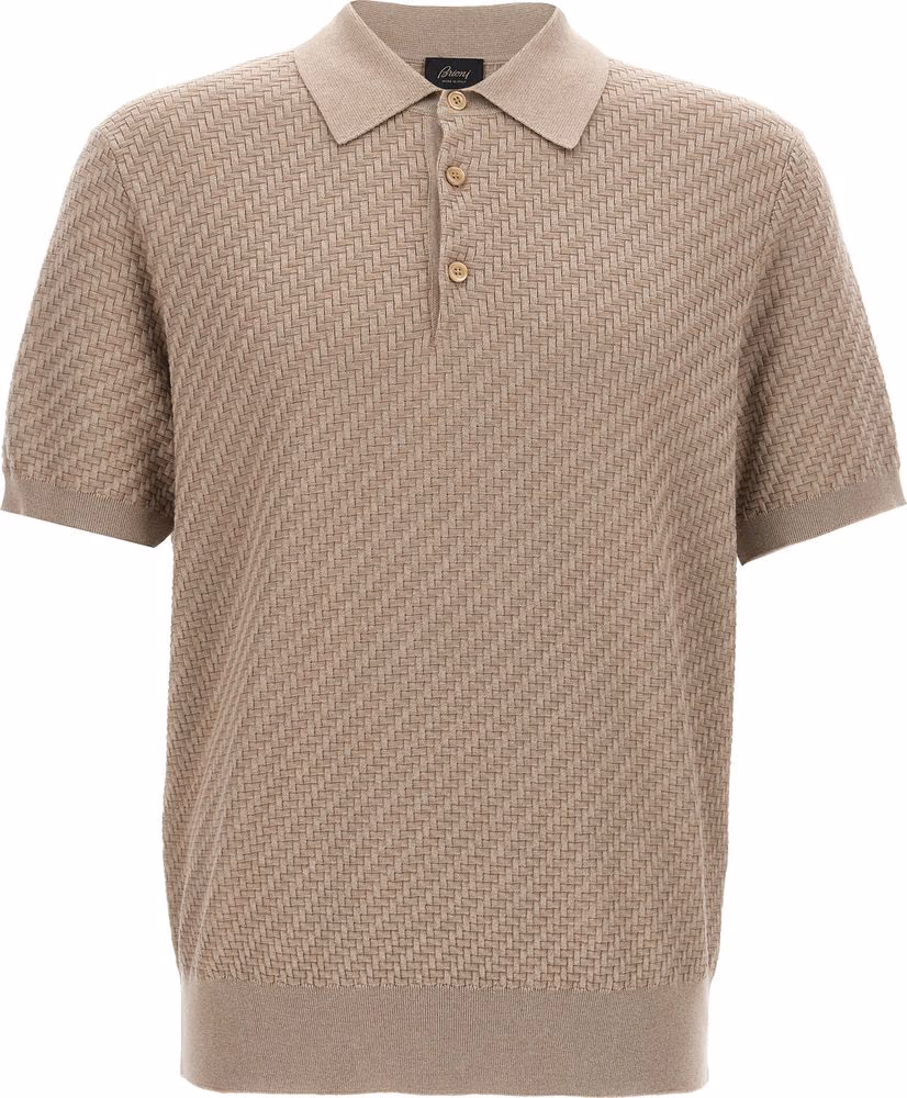Brioni Beige Cotton Polo Shirt