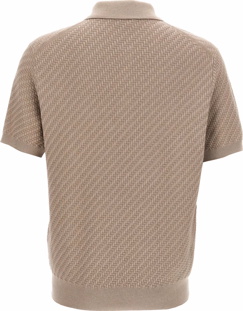 Brioni Beige Cotton Polo Shirt