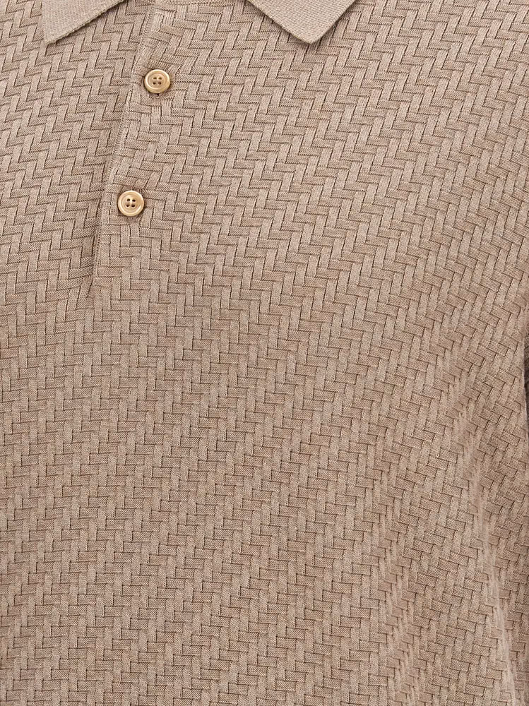 Brioni Beige Cotton Polo Shirt