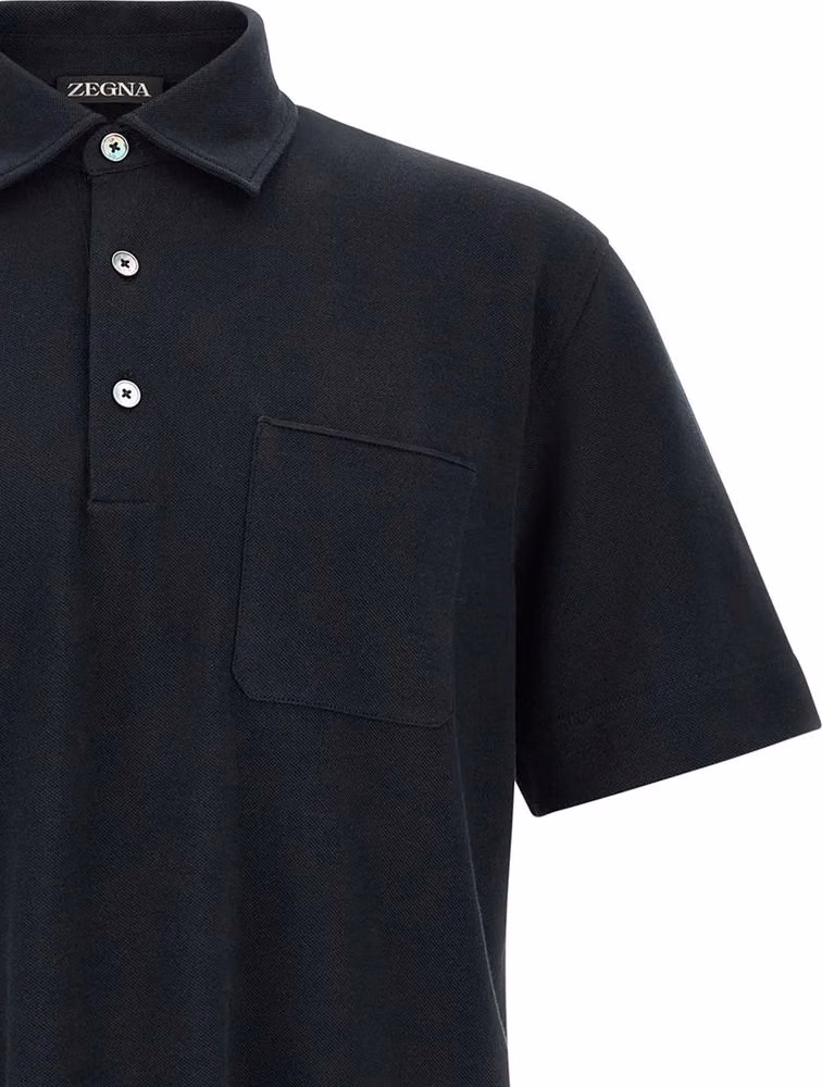 ZEGNA Blue Cotton Polo Shirt