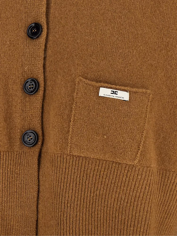 Elisabetta Franchi Brown Wool Cardigan