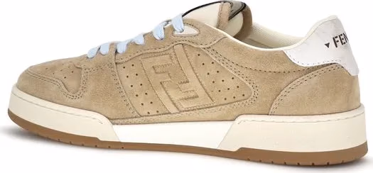 Fendi Beige Suede Leather Sneakers