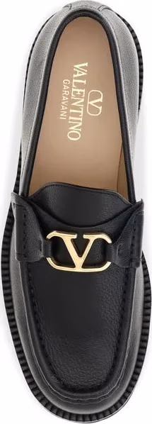 Valentino Garavani Black Goatskin Platform Loafers
